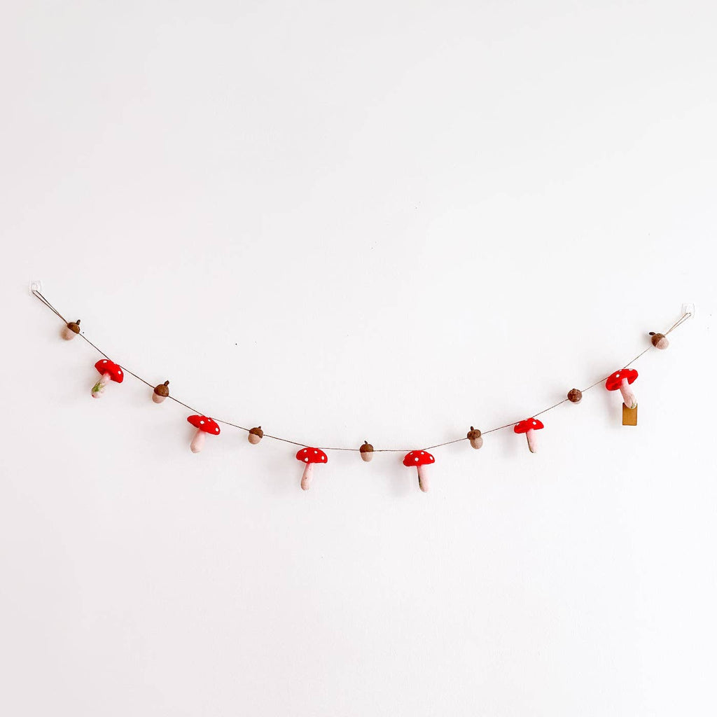 Felt Mushroom and Acorn Garland