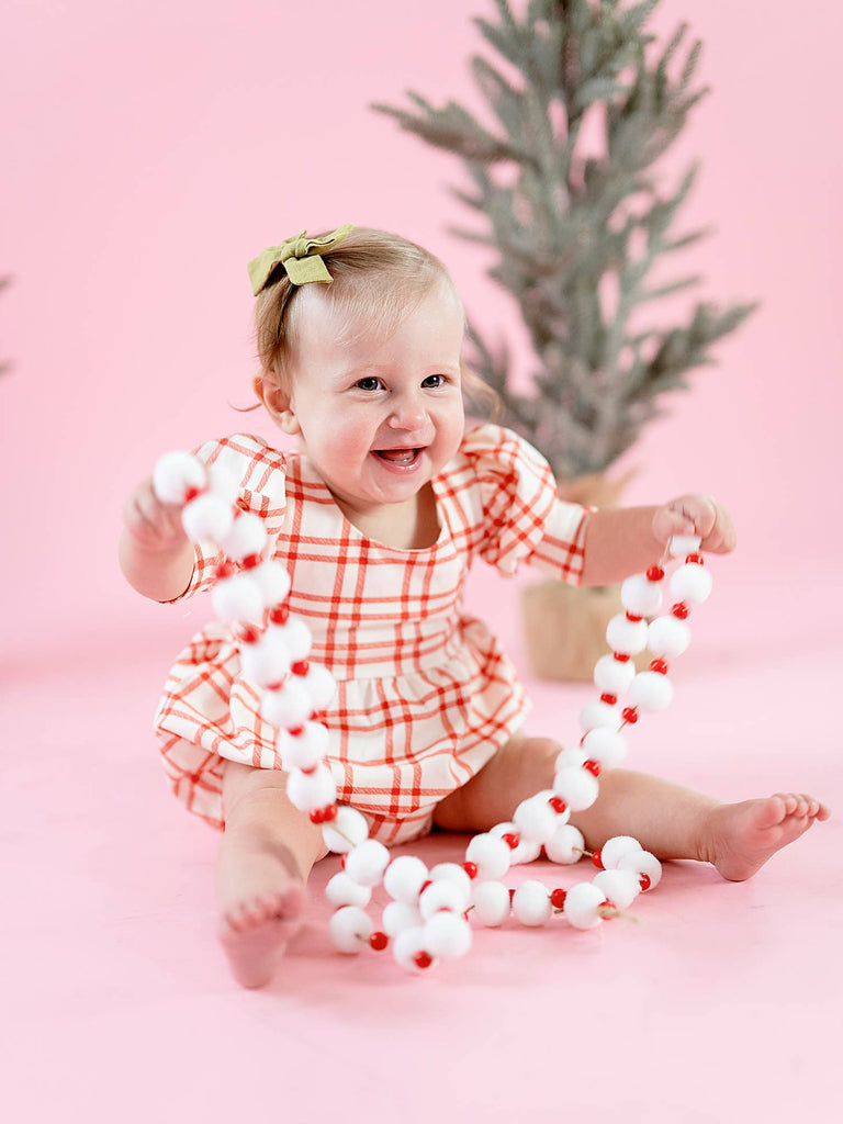 Puff Romper in Scarlet Plaid