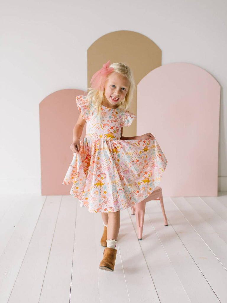 Olivia Twirl Dress in Dreamy Dino