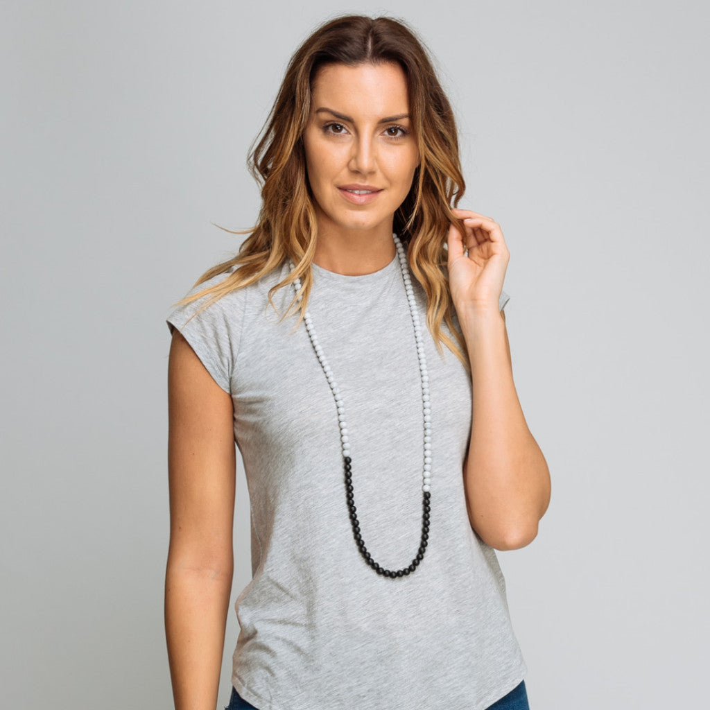 Zoe Teething Necklace - Black/Marble