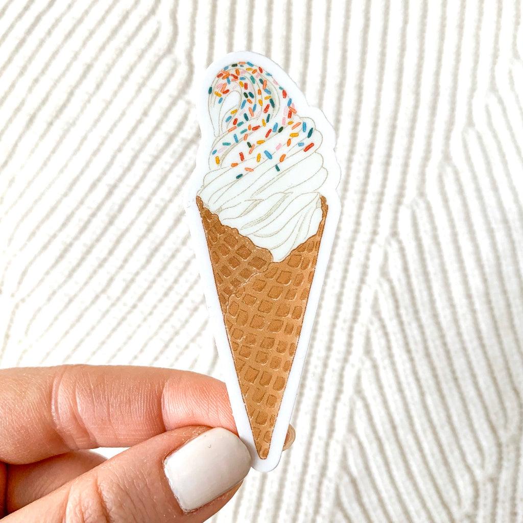 Soft Serve Ice Cream Cone w/Sprinkles Sticker 3x1