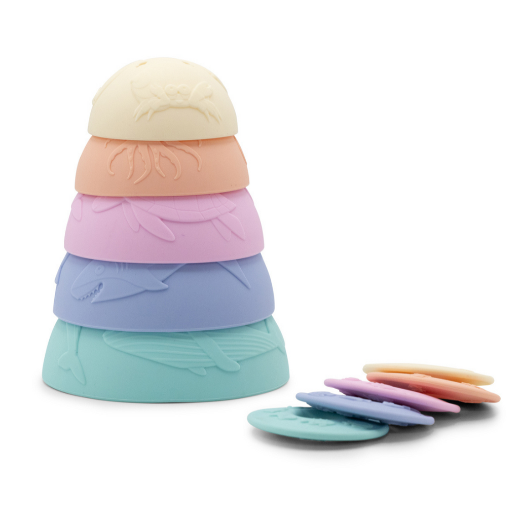 Jellystone Ocean Stacking Cups - Rainbow Pastel