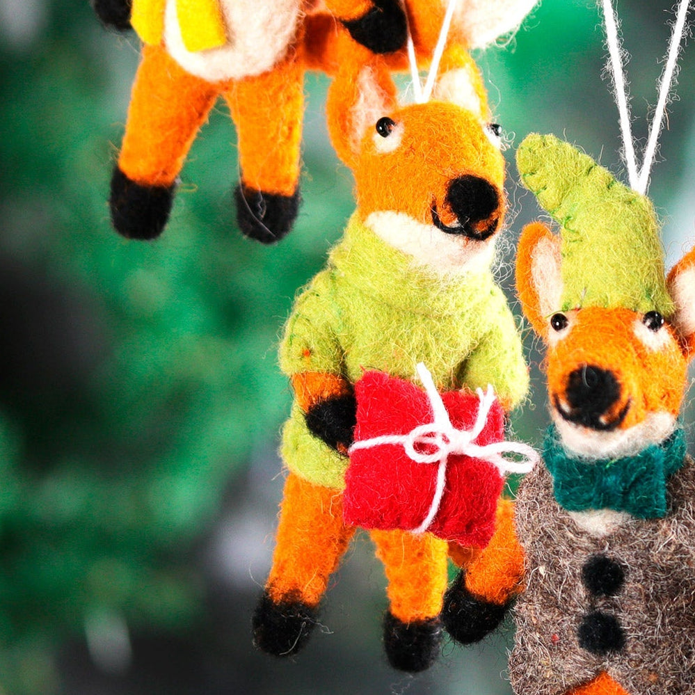Felt Ornament - Fox with a Box