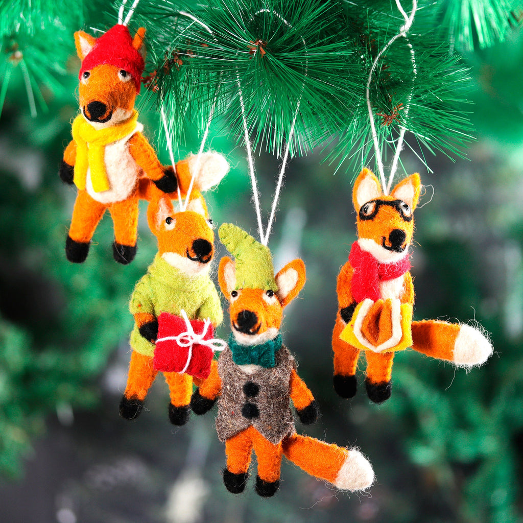 Felt Ornament - Fox with a Box