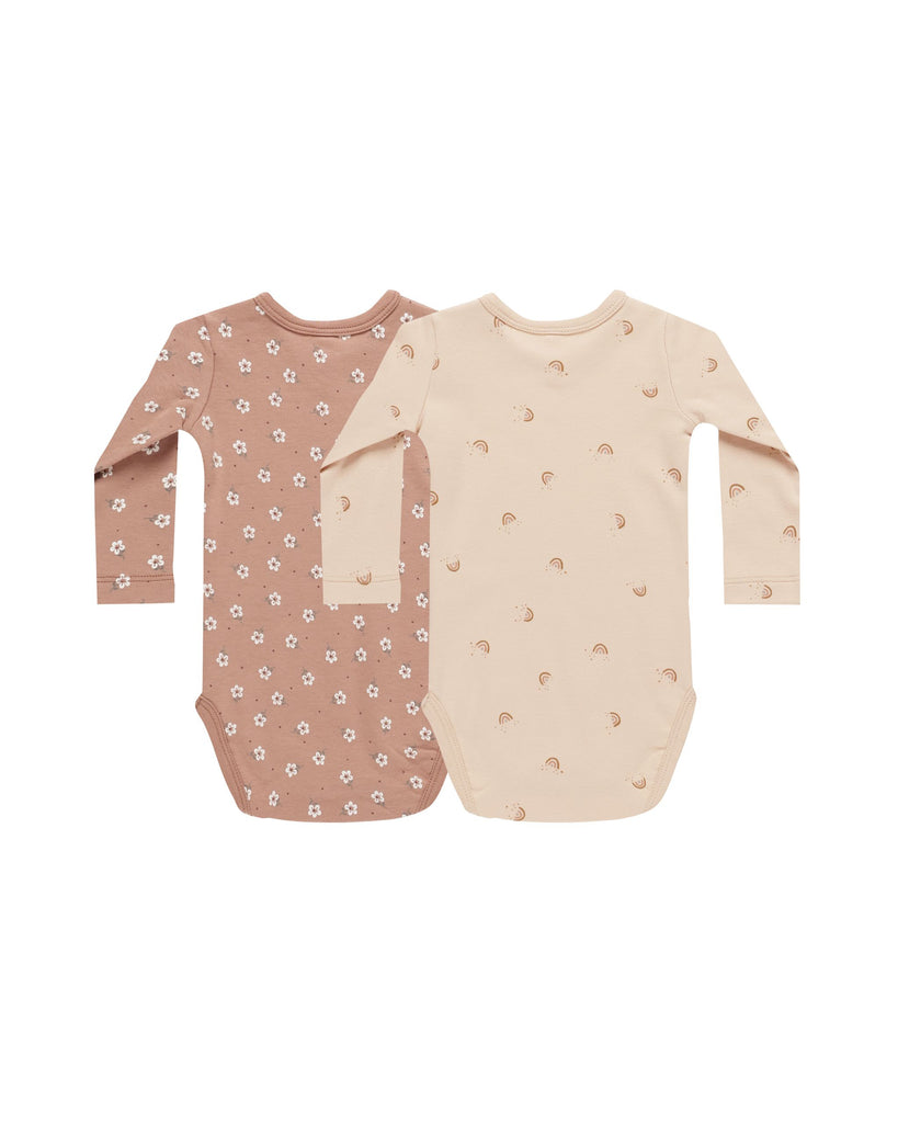 Quincy Mae Jersey Bodysuit 2-Pack - Rose, Rainbows