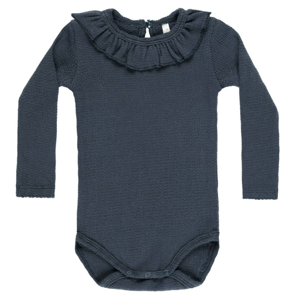 Rylee + Cru Ruffle Collar Bodysuit - Indigo