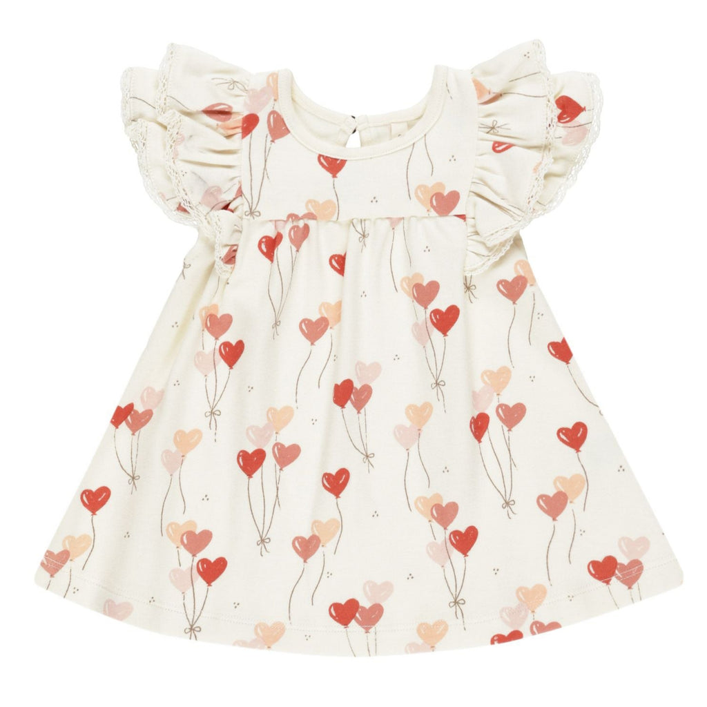 Quincy Mae Flutter Dress - Heart Balloons