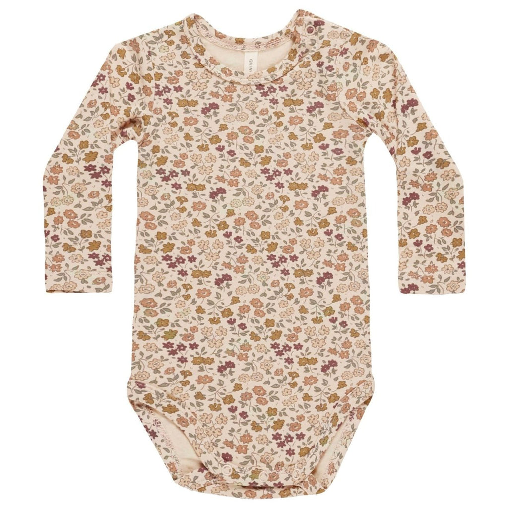 Quincy Mae Bamboo Long Sleeve Bodysuit - Posy