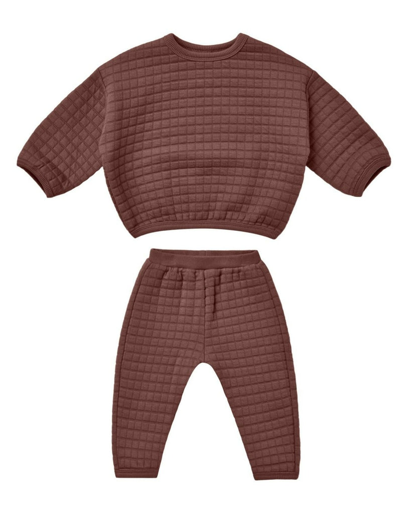 Quincy Mae Quilted Sweater + Pant Set - Plum