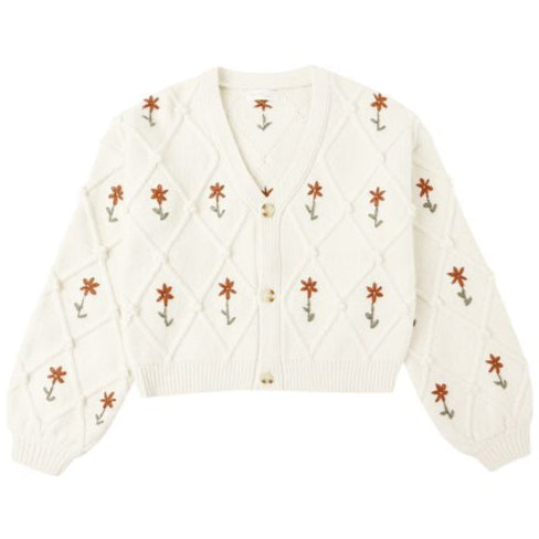 Rylee + Cru Boxy Crop Cardigan - Winter Daisy