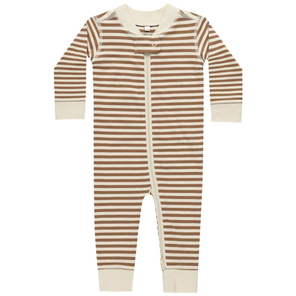 Quincy Mae Zip Long Sleeve Sleeper - Cinnamon Stripe