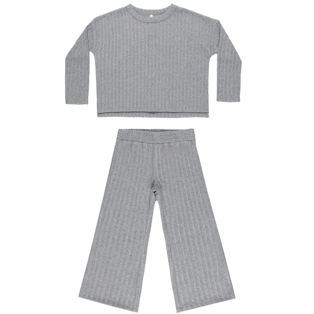 Rylee + Cru Cozy Rib Knit Set - Dusty Blue