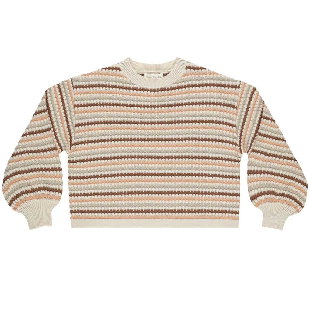 Rylee + Cru Boxy Crop Sweater - Honeycomb Stripe