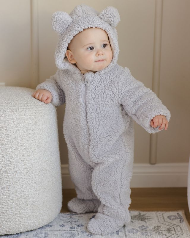 Quincy Mae Bear Jumpsuit - Frost