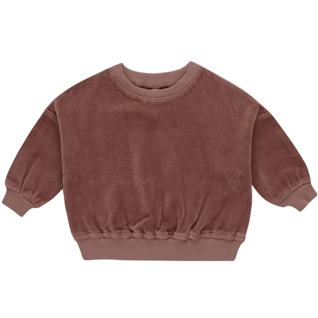 Quincy Mae Velour Relaxed Sweatshirt - Cranberry