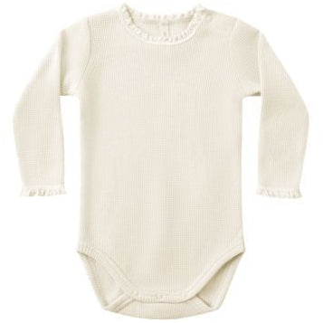 Quincy Mae Waffle Long Sleeve Bodysuit - Natural
