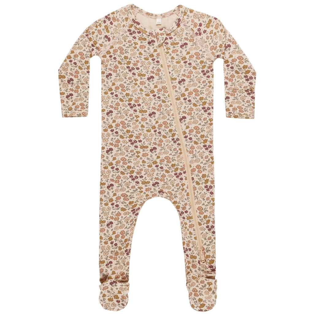 Quincy Mae Bamboo Zip Footie - Posy