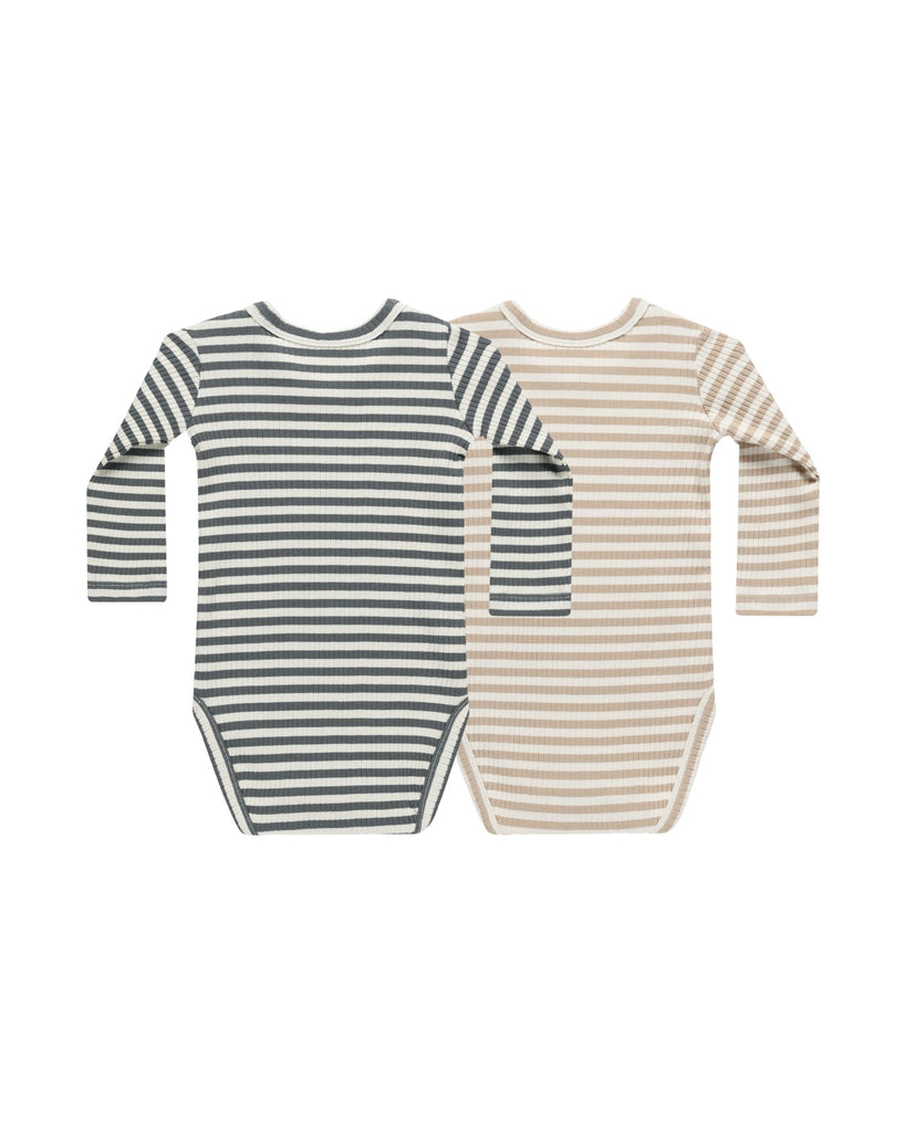 Quincy Mae Ribbed Bodysuit 2-Pack - Stripe