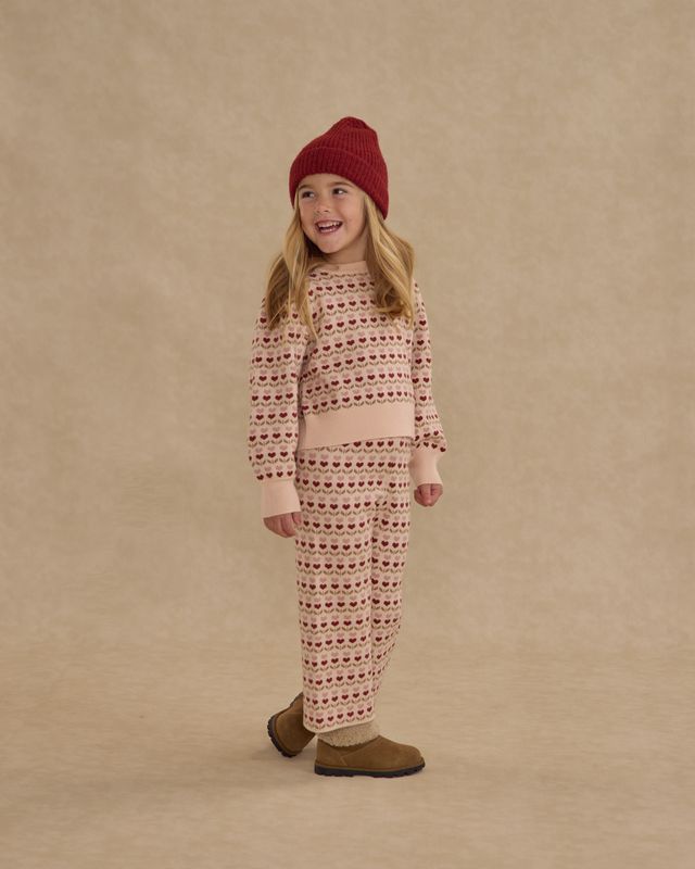 Rylee + Cru Jacquard Knit Set - Ruby Hearts
