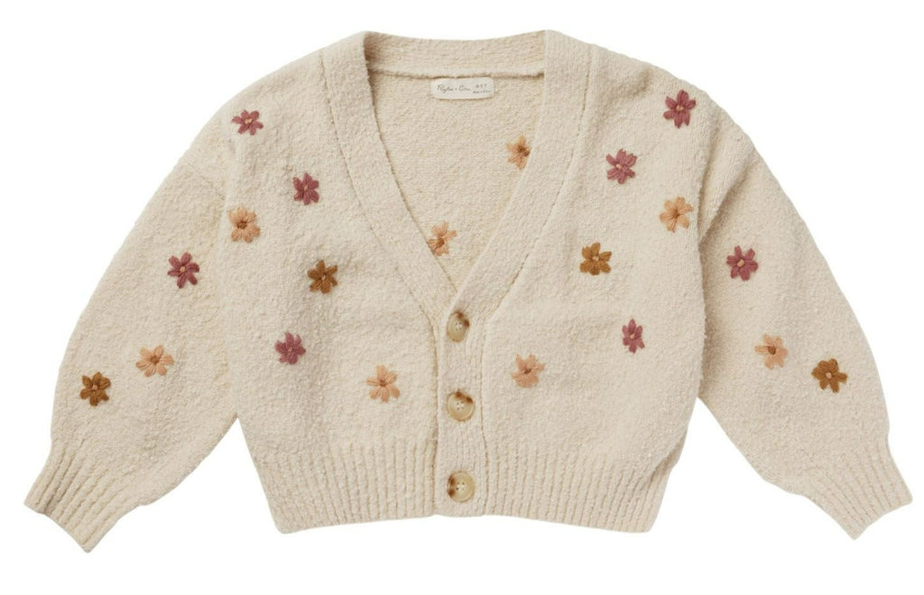 Rylee + Cru Boxy Crop Cardigan - Fall Flowers