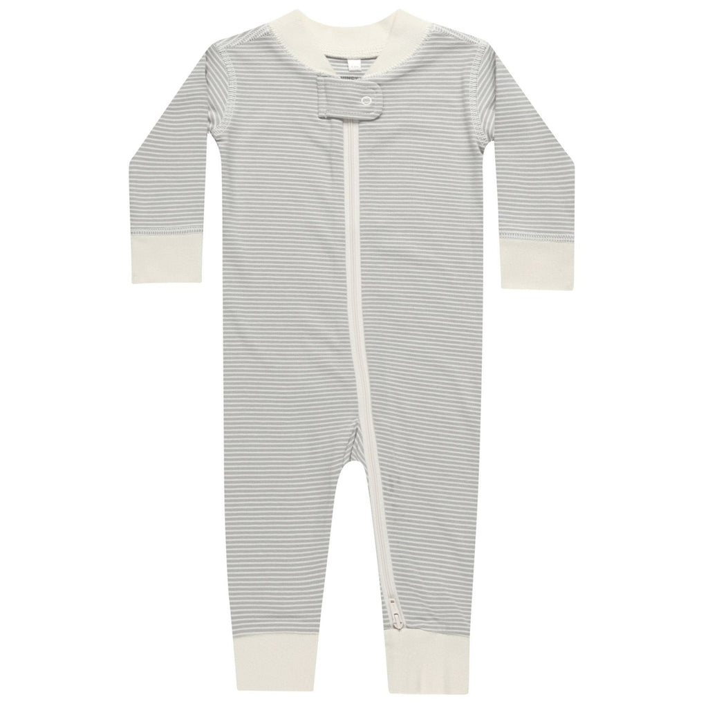 Quincy Mae Zip Longsleeve Sleeper - Blue Micro Stripe