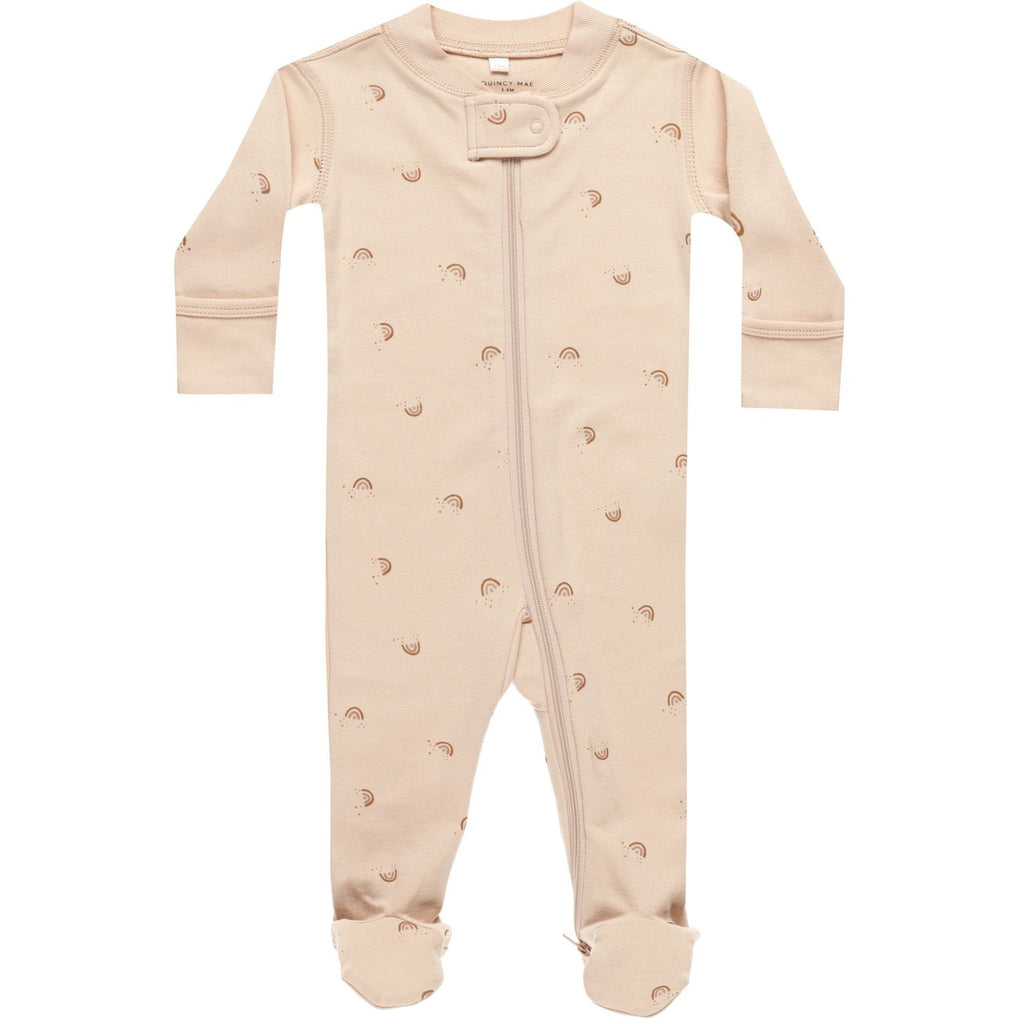 Quincy Mae Zip Long Sleeve Footie Sleeper - Rainbows