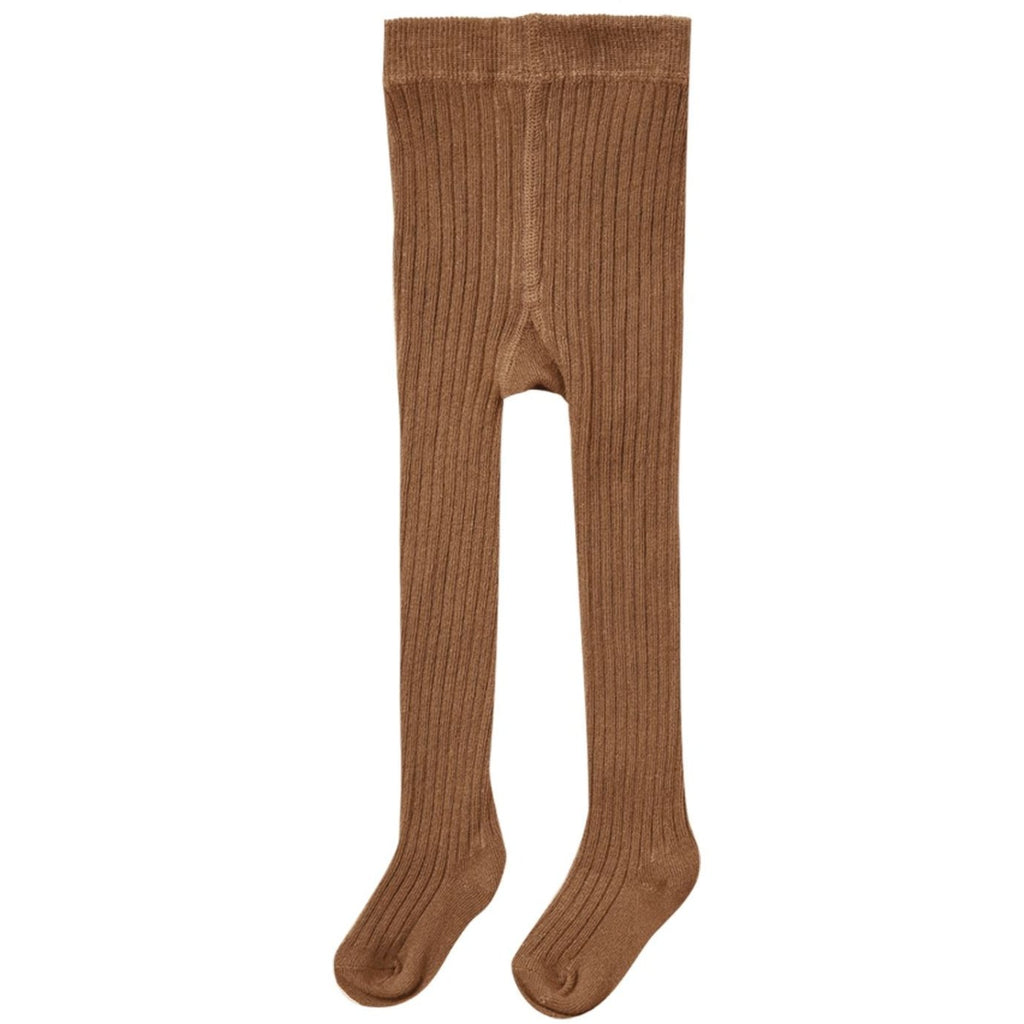 Quincy Mae Solid Ribbed Tights - Cinnamon