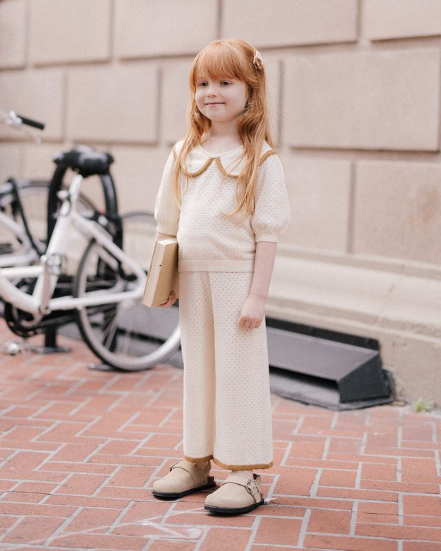 Rylee + Cru Knit Pointelle Knit Pant - Natural