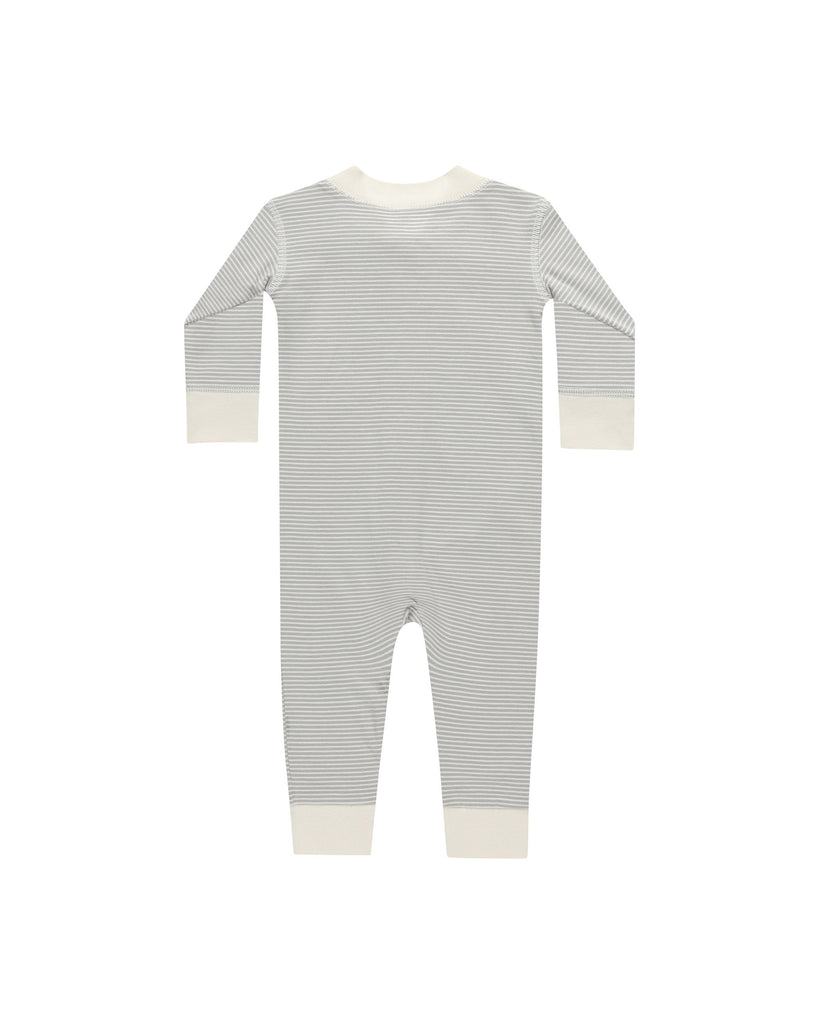 Quincy Mae Zip Longsleeve Sleeper - Blue Micro Stripe