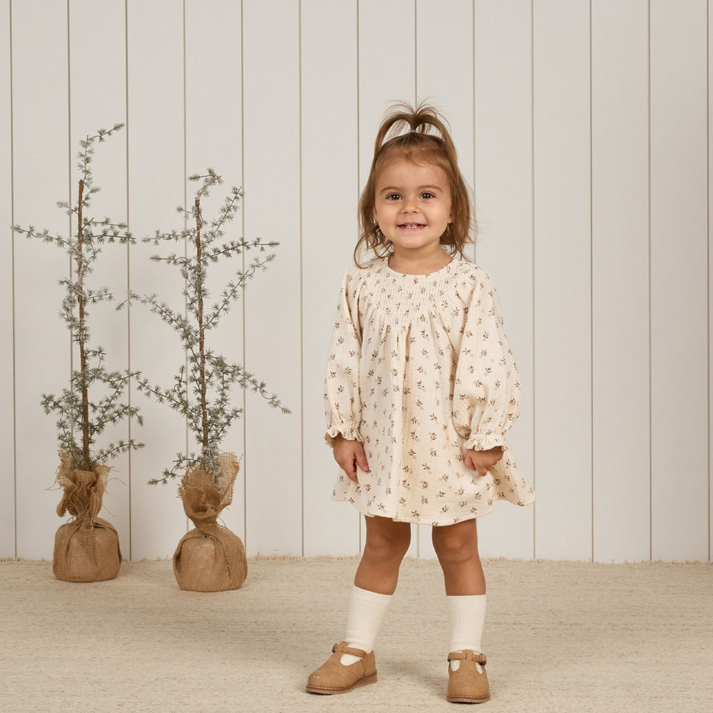 Quincy Mae V Smocked Dress - Holly Berry