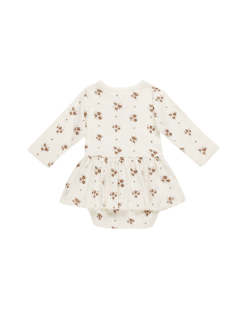 Quincy Mae Pointelle Skirted Bodysuit - Autumn Flora