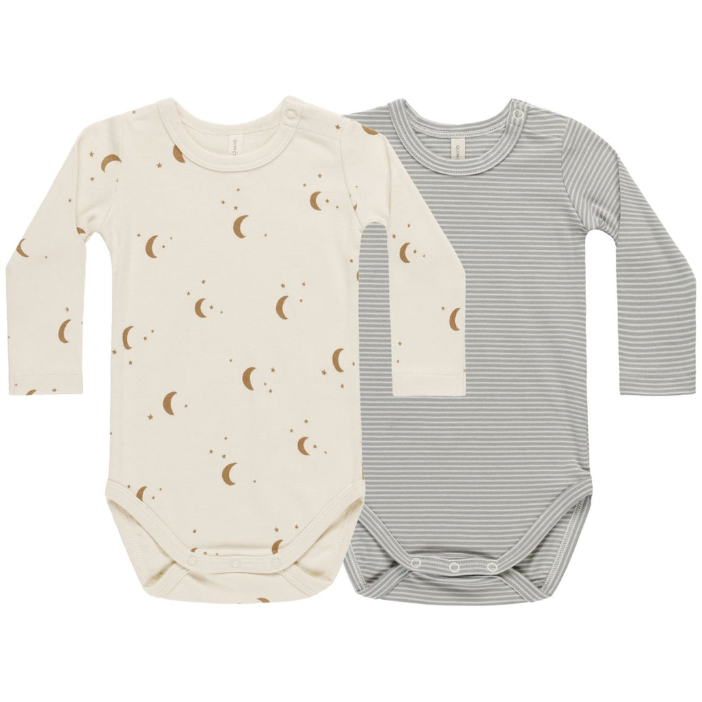 Quincy Mae Jersey Bodysuit 2-Pack - Moons, Stripe