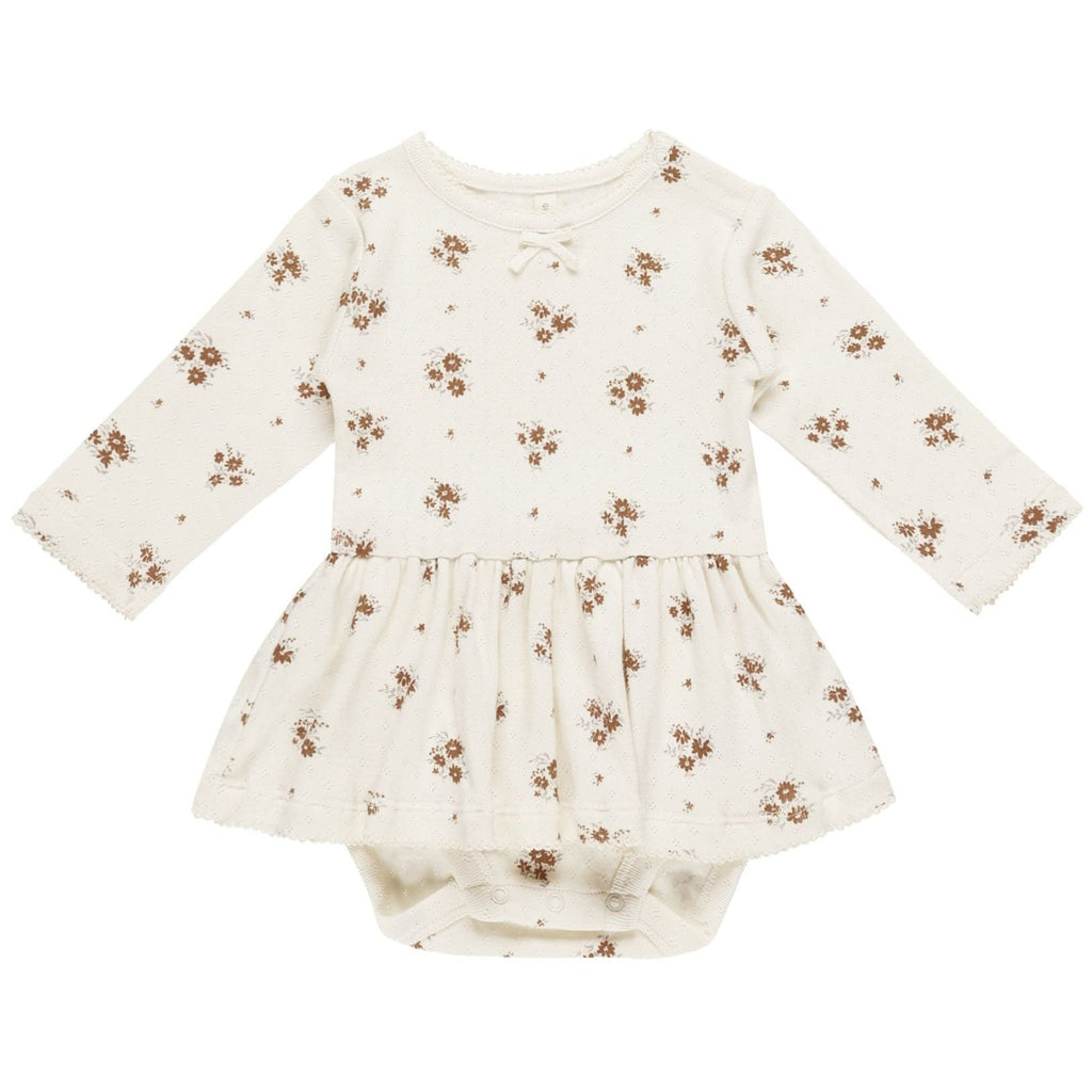 Quincy Mae Pointelle Skirted Bodysuit - Autumn Flora