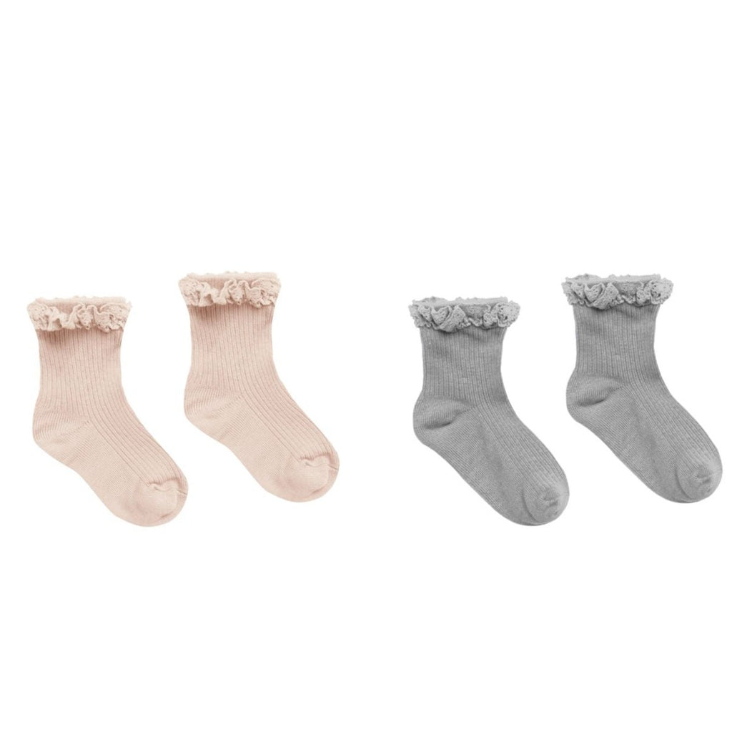 Rylee + Cru Lace Trim Sock Set - Shell