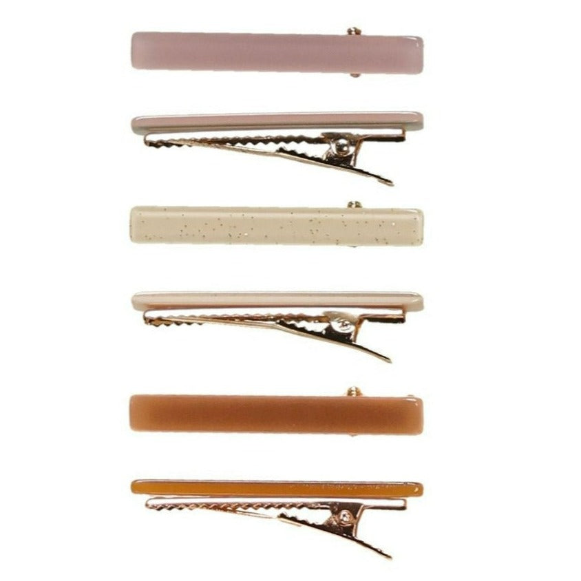 Rylee + Cru Hair Clips, Pack of 6 - Mauve, Ecru, Clay