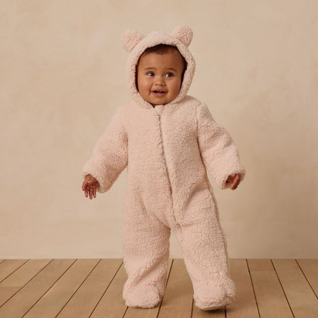 Quincy Mae Bear Jumpsuit - Antique