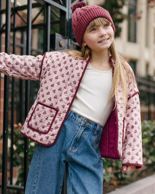 Rylee + Cru Quilted Jacket - Blush Fleur