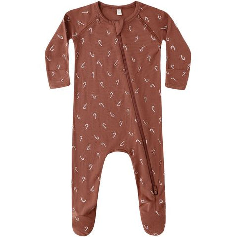 Quincy Mae Bamboo Zip Footie - Candy Canes