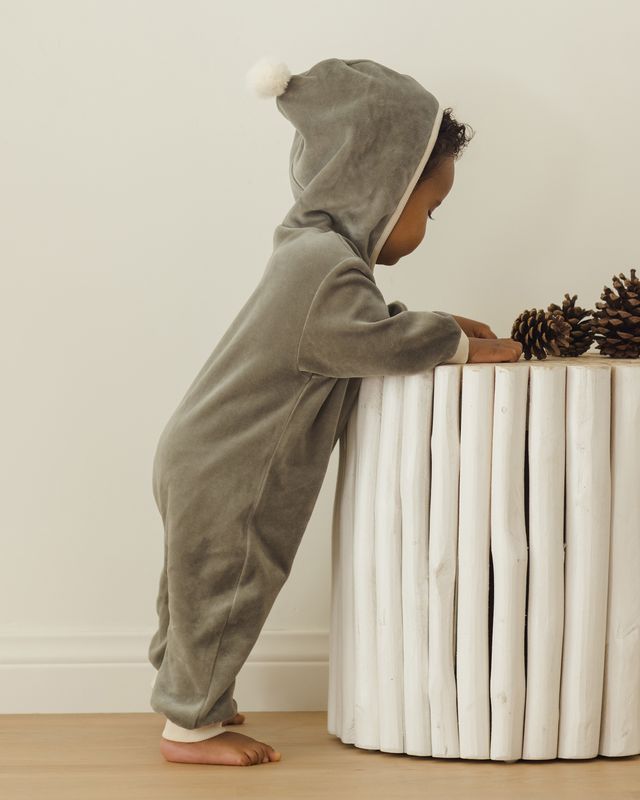 Quincy Mae Velour Zip Jumpsuit - Forest