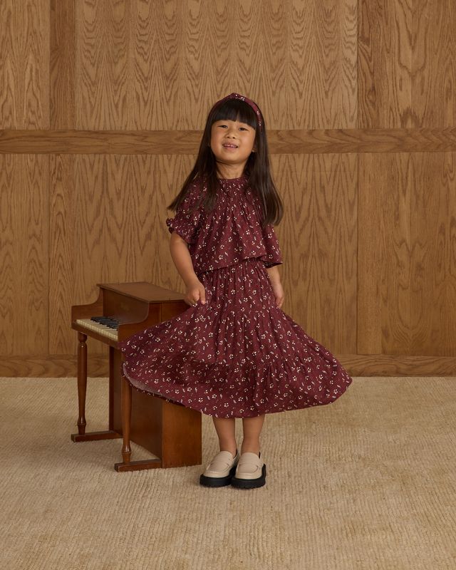 Rylee + Cru Ruffle Tiered Midi Skirt - Harvest Berry