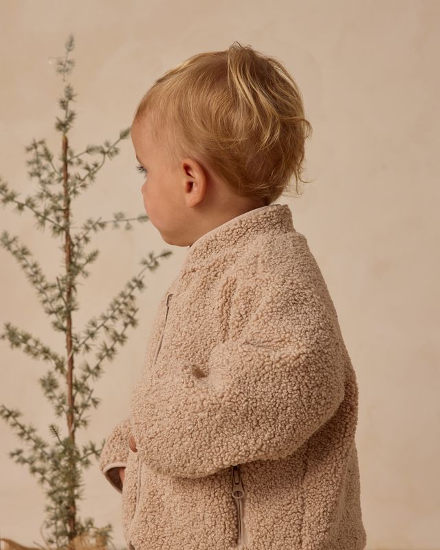 Quincy Mae Shearling Zip Jacket - Oat