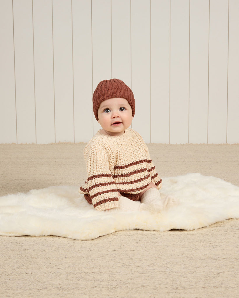 Quincy Mae Rex Sweater - Cranberry Stripe