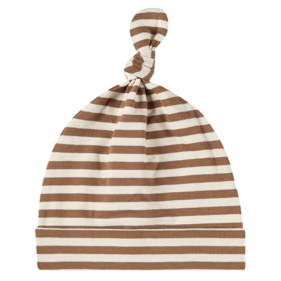 Quincy Mae Knotted Baby Hat - Cinnamon Stripe