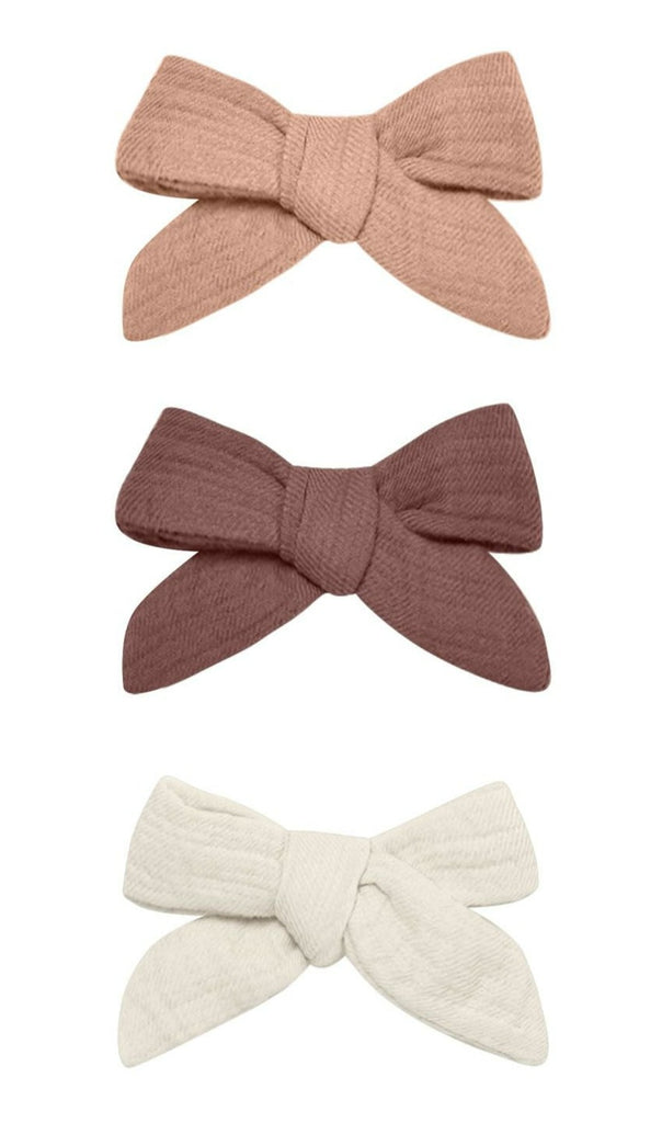 Quincy Mae Bow Clip Set of 3 - Rose, Plum, Natural