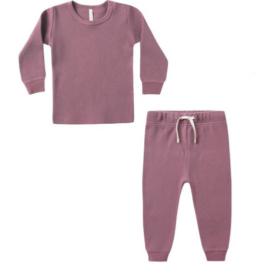 Quincy Mae Waffle Top + Pant Set - Mulberry