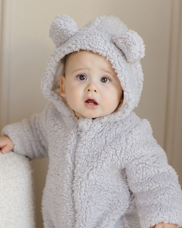 Quincy Mae Bear Jumpsuit - Frost