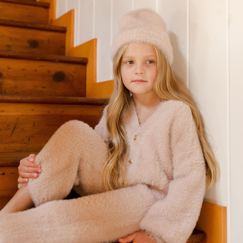 Rylee + Cru Fuzzy Cardigan - Blush