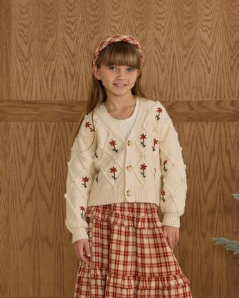 Rylee + Cru Boxy Crop Cardigan - Winter Daisy