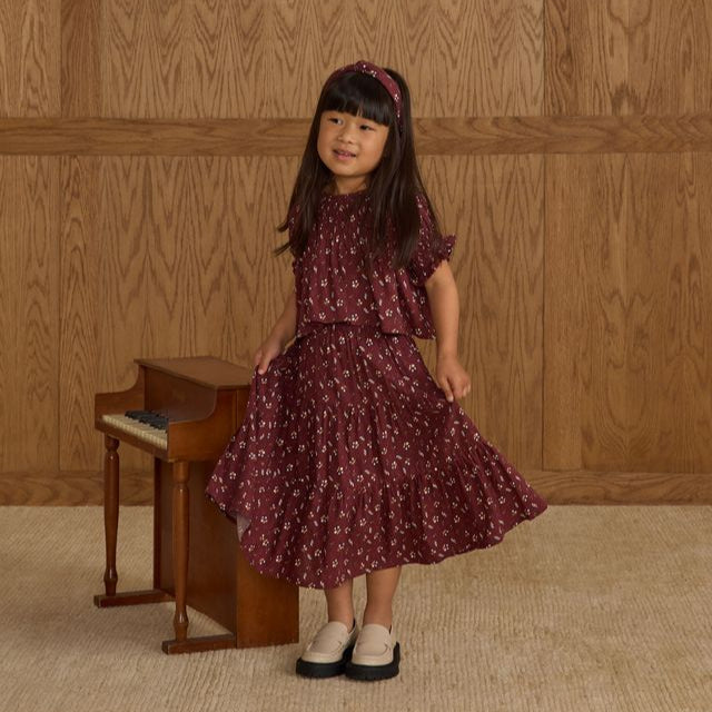 Rylee + Cru Ruffle Tiered Midi Skirt - Harvest Berry