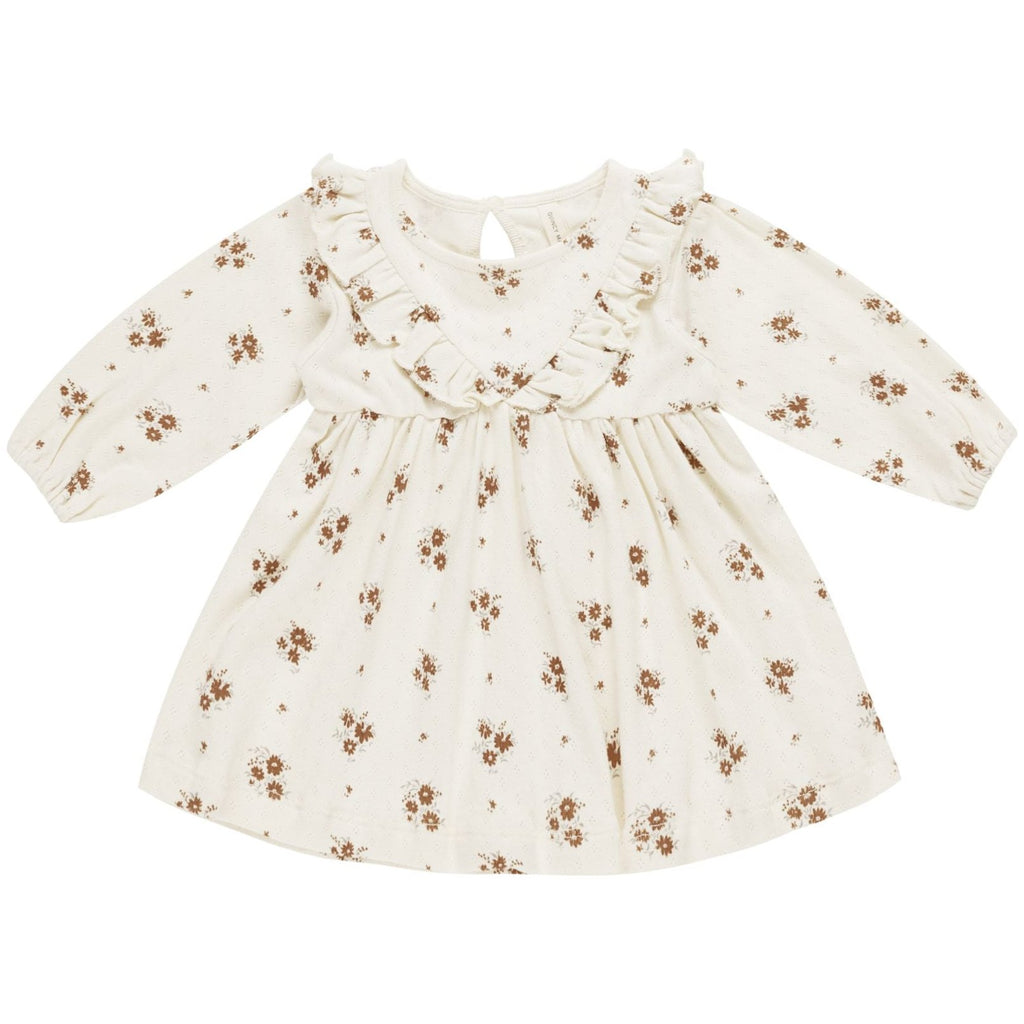 Quincy Mae Pointelle Long Sleeve V Dress - Autumn Flora